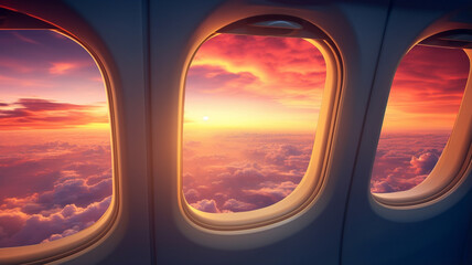 sunset view from an airplane window
