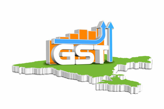 3d illustration concept of significant increase of GOODS AND SERVICES TAX in India.