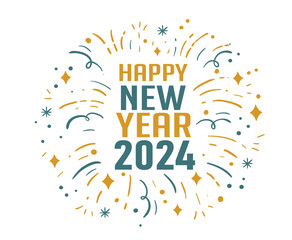 2024 Happy New Year Holiday Abstract Green And Yellow Design Vector Logo Symbol Illustration