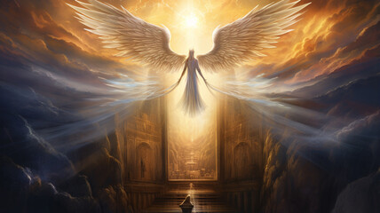 Huge archangel in the sky