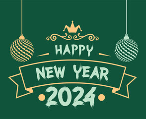 2024 Happy New Year Holiday Abstract Brwon And Green Design Vector Logo Symbol Illustration
