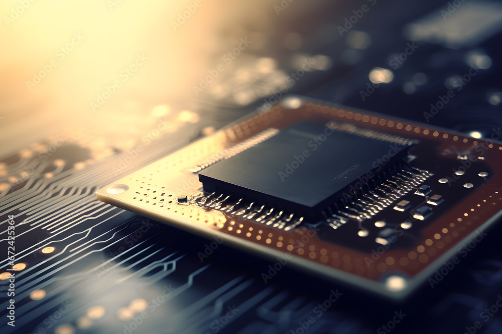 Poster central computer processors cpu concept. motherboard digital chip. technology science background. ne