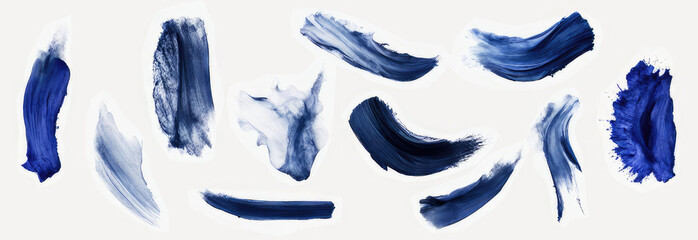 Elegant blue lipstick smears set, isolated on white background
