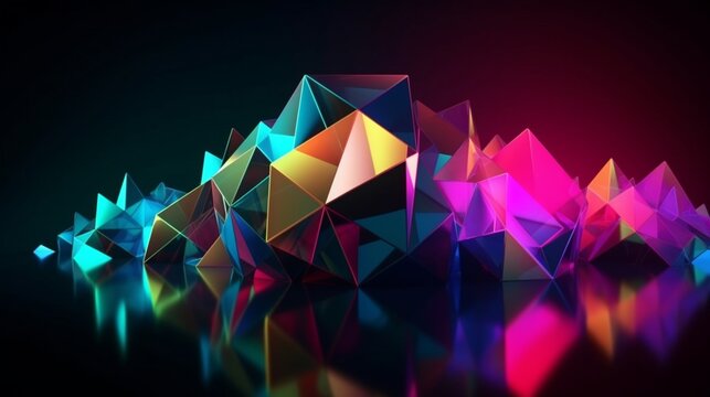 Beautiful monitor geometric abstract colorful art image Ai generated art