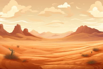 Fotobehang Illustration of landscape sandstorm desert. © VisualWeave