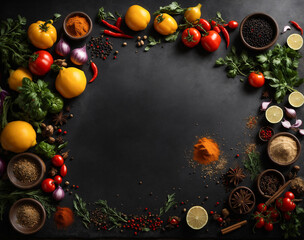 vegetables on table background with copy space 