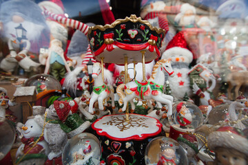 Chrismas decor figurines in souvenir shop