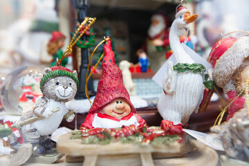 Chrismas decor figurines in souvenir shop