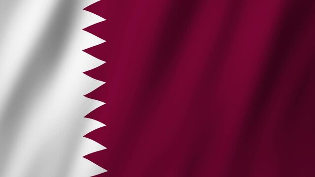 Qatar Flag. Flag of Qatar footage video waving in wind. 