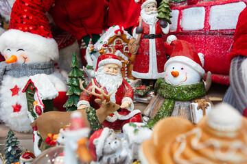 Chrismas decor figurines in souvenir shop