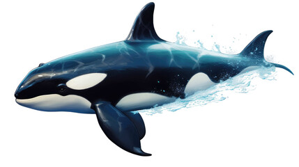 Killer whale or orca in transparent background