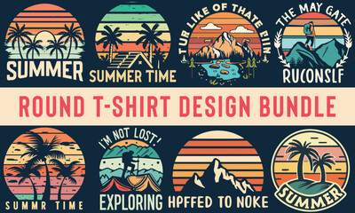 Vector Graphics For T-shirt Design Bundle. Mountain Illustration, Outdoor Adventure - obrazy, fototapety, plakaty