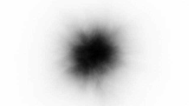 Abstract circle shape cloud of smoke loop motion on white background.