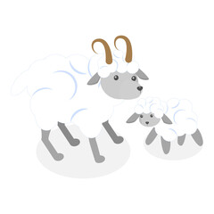 3D Isometric Flat  Set of Farm Animal Families. Item 1