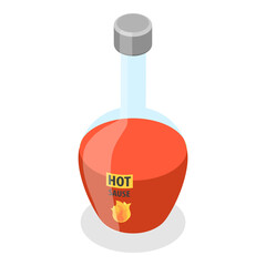 3D Isometric Flat  Set of Hot Sauces. Item 4