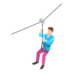 3D Isometric Flat  Illustration of Rope Park. Item 2