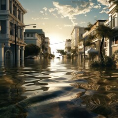 City Submerged: A Stark Visual of Urban Flooding Caused by Torrential Rain and River Surge