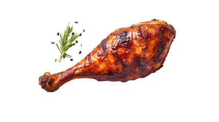 Tasty grilled chicken leg on white background 