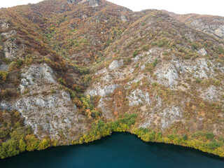 Aerial Autumn view of Krichim Reservoir, Bulgaria