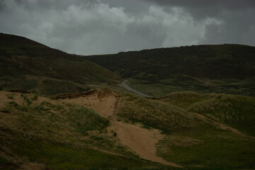 Promenade dans les Dunes de Biville, juste avant la tempête Ciaran dans la Hague, La Manche, Le Cotentin,  en Basse Normandie, France