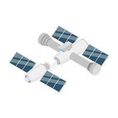 3D Isometric Flat  Set of Spacecraft Shuttles and Satellites. Item 2