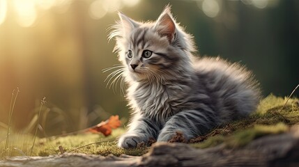 beautiful little kitten looking into the lens