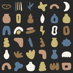 Set of Cool Inspired Matisse Geometric and Organic Shapes. Vector Abstract Contemporary Floral Elements for creating Logos, Patterns, Posters, Covers and Postcards.