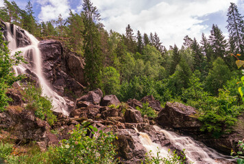 Elgafossen, waterfall between Norway and Sweden.