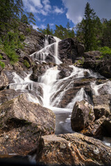 Fototapeta na wymiar Elgafossen, waterfall between Norway and Sweden.