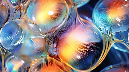  a close up of a bunch of bubbles with a blurry image of the inside of the bubbles and the outside of the bubbles.  generative ai