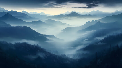 Fototapeta na wymiar Foggy Forest Wonderland: A Photo-Realistic View