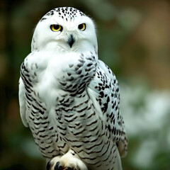 Obraz premium Snowy Owl (Bubo scandiacus) is a white bird of prey found in Arctic regions.