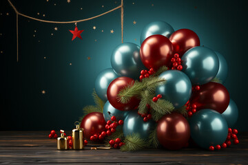 New Year background, Christmas gift boxes. background of bokeh garlands. Generative AI