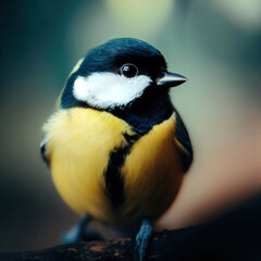 The tit (Parus spp.) is a small bird with a short, thick bill and short legs. The body is about 12 cm long and the wingspan is about 20 cm. The plumage is mainly green, with a blue tinge on the head a