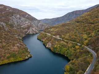 Aerial Autumn view of Krichim Reservoir, Bulgaria