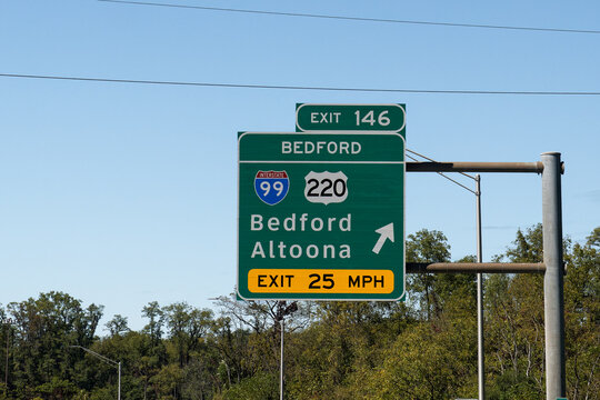 Exit 146 on Pennsylvania Turnpike I76 for I99 and US220 toward Bedford and Altoona