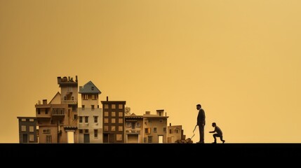 Naklejka premium concept: rich and poor, negative space art, copy space, 16:9 