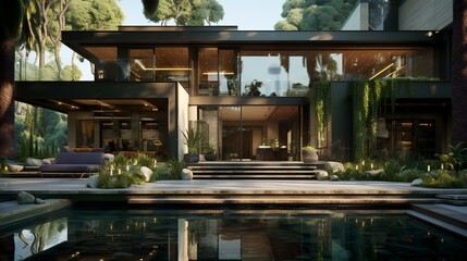 Aesthetic home entrance with large glass sliding