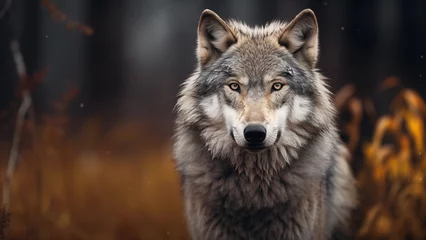 Foto op Canvas Photographer photo of a gray wolf in the wild © DY