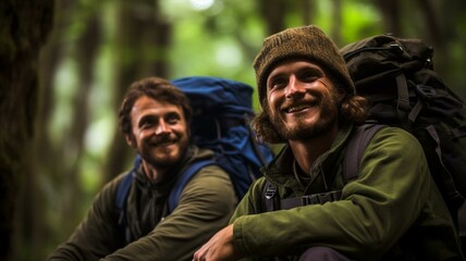Fototapeta premium Hikers in the woods