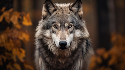 Fototapeta premium Photographer photo of a gray wolf in the wild
