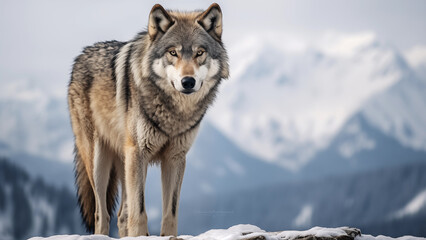 Obraz premium Photographer photo of a gray wolf in the wild