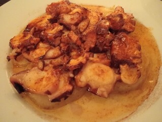 Galician octopus with potatoes. typical Spanish cuisine