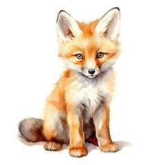 Obraz premium Cute little fox watercolor illustration