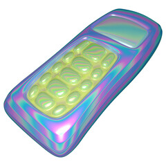 3d holographic retro mobile phone, retro technology, 90s, 2000s 