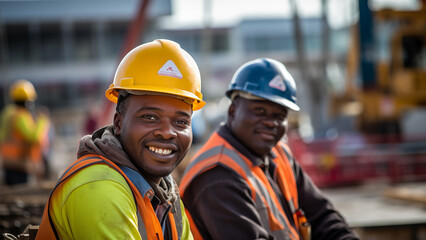 A black worker working at a construction site