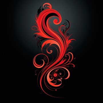 Bird feather red black logo design vector illustrations picture AI generated art