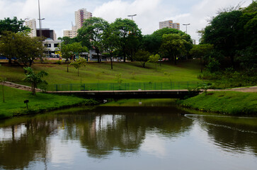Bauru, São Paulo, Brazil - October, 08 2023: Vitoria Regia's park. Bauru Postcard
