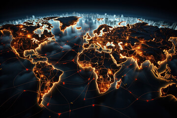 An intricate network of global value chains connecting manufacturers, suppliers, and distributors across borders. Concept of international trade and supply chains. Generative Ai. - obrazy, fototapety, plakaty
