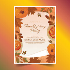 gradient thanksgiving flyer invitation design vector illustration